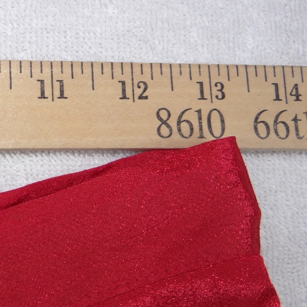 Vintage Galina Red Satin Polka Dot Jacquard Top and Midi Skirt Set Size 10 - Picture 11 of 12